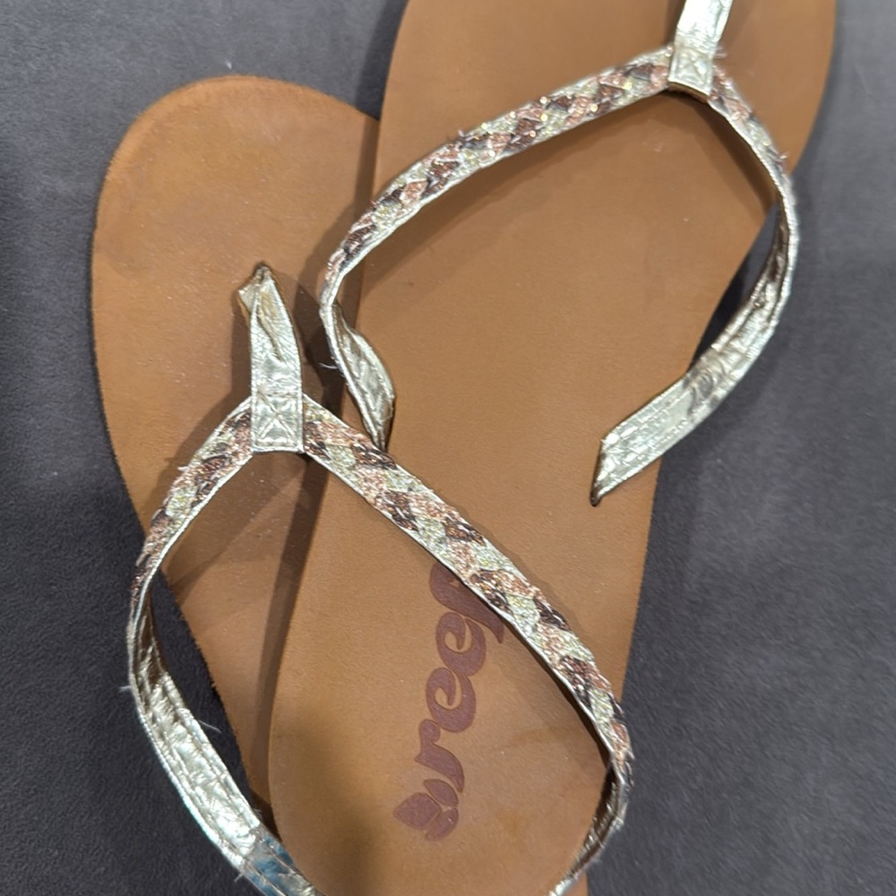 Brown and Gold Flip Flops - Picture 5 of 5